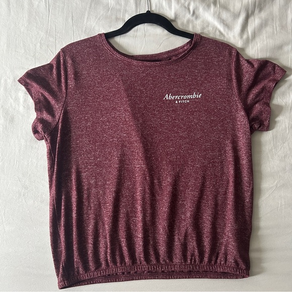 Abercrombie & Fitch Tops - Abercrombie & Fitch A&F-Maroon Distress Garter Hem Soft Cozy Casual Tee-Large